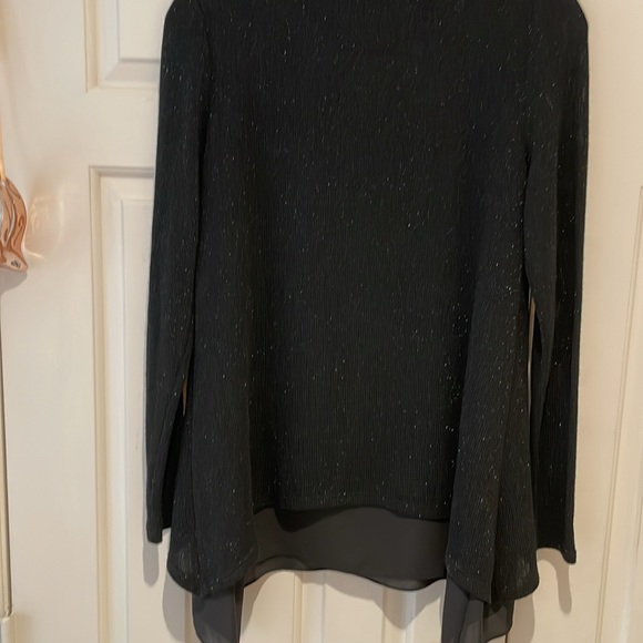 Lord & Taylor Design Lab V neck sparkly top. 2fer asymmetrical hem. Sheer SZ med - Picture 5 of 6
